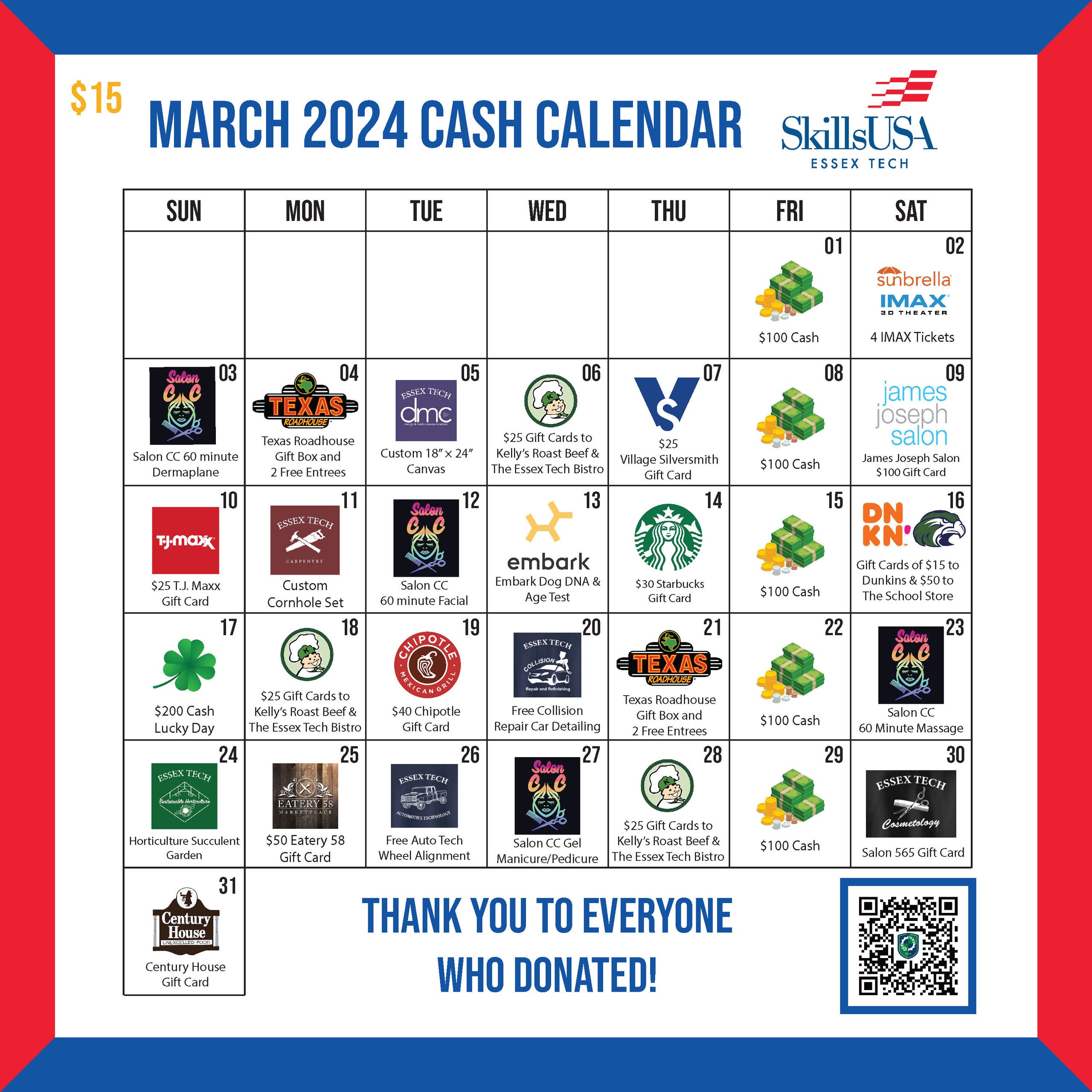 SkillsUSA Cash Calendar Essex Tech